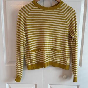 Anthropologie Yellow and White Striped Sweater - Open Back - Size S